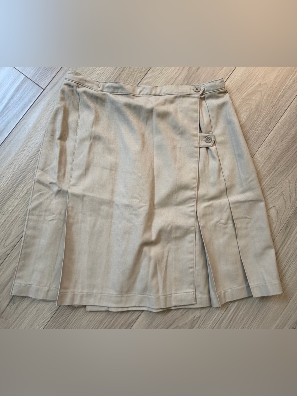 Lands' End Khaki Button-Front Wrap Around Skirt Sz 6